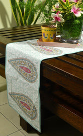 Rangeen Pankhudi Hand Block Cotton Canvas Table Runner