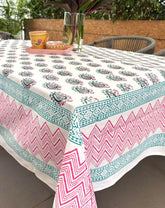 Rangeen Paisley Hand Block Rectangle Table Cover /Cloth