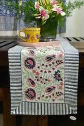 Mughal Mirage in Flouroscents Hand Block Cotton Canvas Table Runner