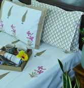 Pink Lilly Gulbahaar Hand Block Bedsheet with 2 Pillow Cover Set - 220TC