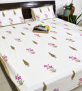 Pink Lilly Gulbahaar Hand Block Bedsheet with 2 Pillow Cover Set - 220TC