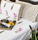Pink Lilly Gulbahaar Hand Block Bedsheet with 2 Pillow Cover Set - 220TC