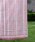 Geometrical Pink Striped Hand Block Bedsheet with 2 Pillow Cover Set - 220TC