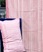 Geometrical Pink Striped Hand Block Bedsheet with 2 Pillow Cover Set - 220TC