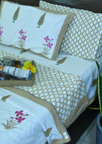 Pink Lilly Gulbahaar Jaal Bedsheet & Dohar Set – Hand Block Printed