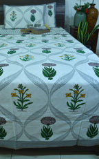 Marigold with Yellow Lilly Hand Block Dohar