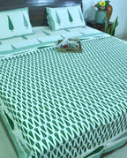 Green Gulbahaar Jaal Hand Block Dohar