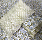 Green Flower Jaal Patterns Hand Block Bedsheet with 2 Pillow Cover Set - 400TC