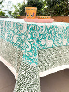 Green Paisley ka Gulistaan Hand Block Rectangle Table Cover /Cloth
