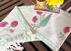 Red & Green Gulbahaar Hand Block Printed Jute Table Runner