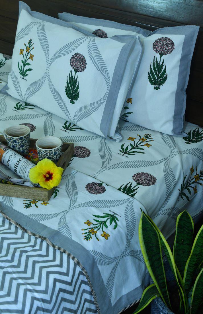 Marigold with Yellow Lilly Hand Block Dohar