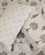 Petal & Palm | Grayish Blue Bed Cover with 2 Pillow Cover Set - Moriyo Decor