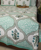 Green Orchid Bedsheet with 2 Pillow Cover Set - 220TC - Moriyo Decor