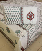 Hara Gulistaan Bedsheet with 2 Pillow Cover Set - 220TC - Moriyo Decor