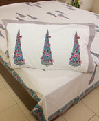 Satrangi Gray Bedsheet with 2 Pillow Cover Set - 280TC - Moriyo Decor