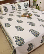 Paisley on Mehndi Bedsheet with 2 Pillow Cover Set - 280TC - Moriyo Decor