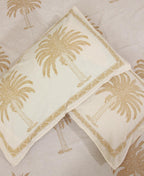Sandy Yellow Palm Bedsheet with 2 Pillow Cover Set - 220TC - Moriyo Decor