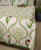 Pink & Yellow Kaner Rajasthani Floral Bedsheet Set 2 Pillow Cover with Set - 220TC - Moriyo Decor