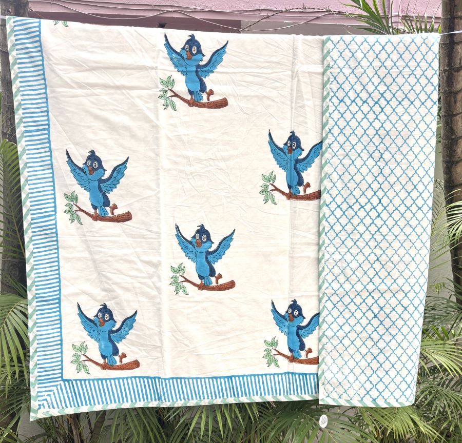 Chidiya Hand Block Printed  Baby Dohar