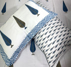 Blue Tree Motif  Hand Block Bedsheet with 2 Pillow Cover Set - 400TC