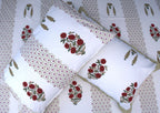 Red & Green Gulzar Hand Block Bedsheet with 2 Pillow Cover Set - 220TC