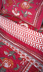 Royal Red Mughal Bedsheet & Dohar Set – Hand Block Printed