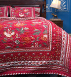 Royal Red Mughal Bedsheet & Dohar Set – Hand Block Printed