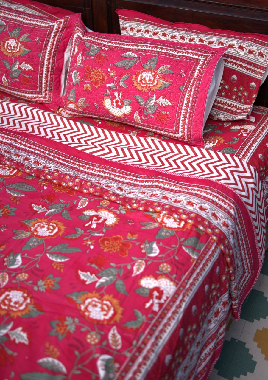 Royal Red Mughal Hand Block Muslin Dohar