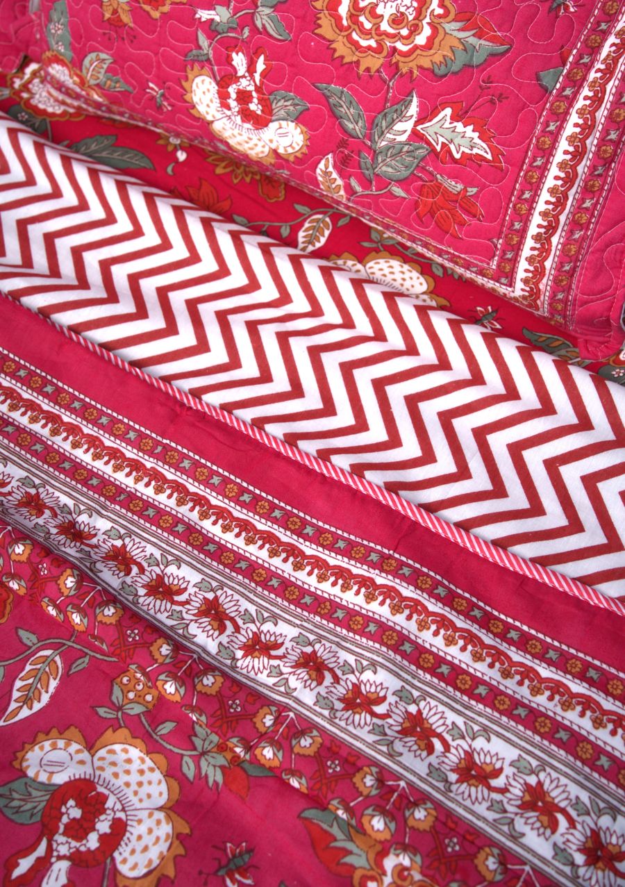 Royal Red Mughal Hand Block Muslin Dohar