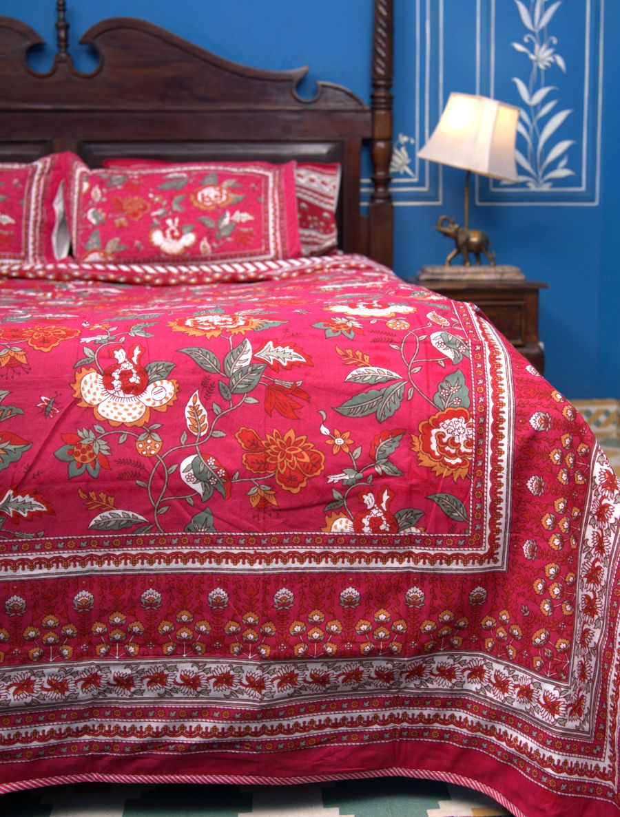 Royal Red Mughal Hand Block Muslin Dohar