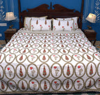 Red & Olive Green Tulip Mughal Floral Hand Block Bedsheet & Quilted Bedcover Set – Hand Block Printed