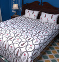 Red & Grey Tulip Mughal Floral Hand Block Bedsheet with 2 Pillow Cover Set - 220TC