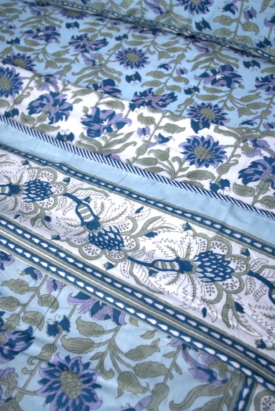 Blue Mughal Jal Hand Block Muslin Dohar