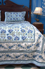 Blue Mughal Jal Hand Block Muslin Dohar
