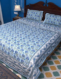 Blue Mughal Jal Hand Block Muslin Dohar