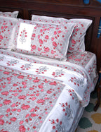 Lotus Flower Jal Pink & Grey Hand Block Muslin Dohar