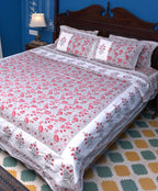 Lotus Flower Jal Pink & Grey Hand Block Muslin Dohar