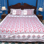 Lotus Flower Jal Pink & Grey Hand Block Muslin Dohar