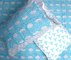 Sky Blue Floral Hand Block Bedsheet with 2 Pillow Cover Set - 400TC