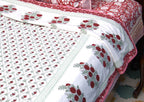 Red Small Flower Butta  Bedsheet & Dohar Set – Hand Block Printed