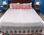 Red Small Flower Butta  Bedsheet & Dohar Set – Hand Block Printed