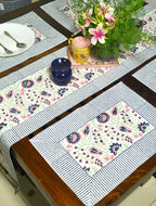 Mughal Mirage in Flouroscents Hand Block Cotton Canvas Table Runner
