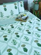 Marigold with Purple Lilly Bedsheet & Dohar Set – Hand Block Printed