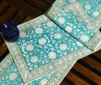 Gaandhar Ke Hare Kamal Hand Block Cotton Canvas Table  Runner & Mat Set