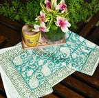 Green Paisley ka Gulistaan Hand Block Cotton Canvas Table Runner