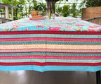 Royal Floral Tree Blue & Pink Hand Block Rectangle  Table Cover / Cloth