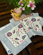Mughal Mirage in Flouroscents Hand Block Cotton Canvas Table Runner