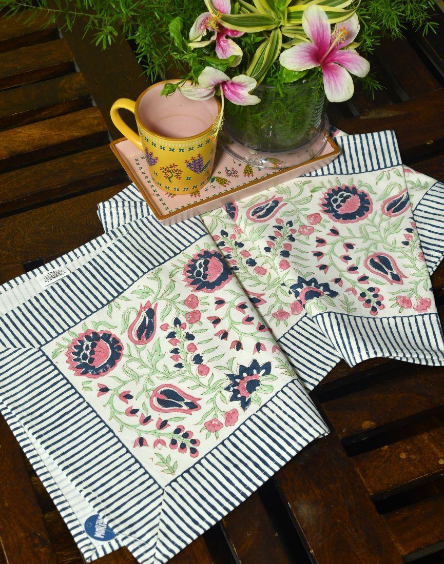 Mughal Mirage in Flouroscents Hand Block Cotton Canvas Table Runner