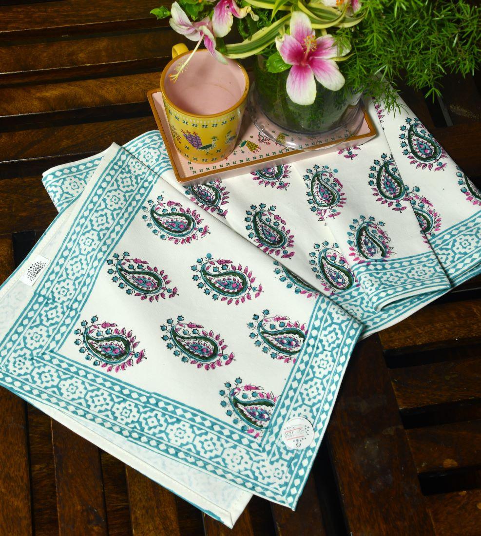 Rangeen Paisley Hand Block Cotton Canvas Table Runner