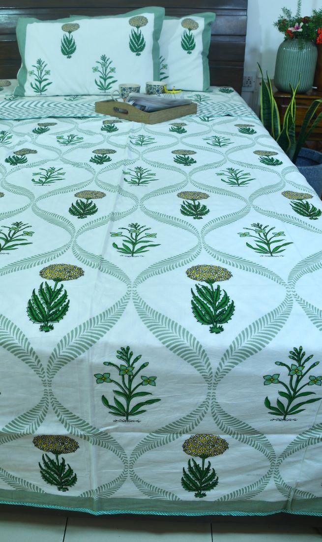 Marigold with Purple Lilly Hand Block Dohar